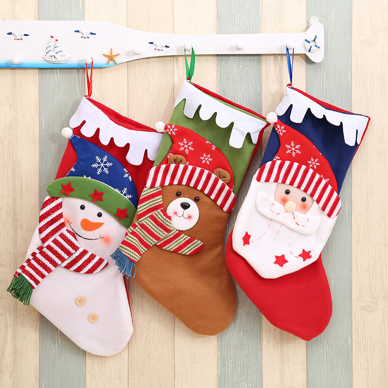 Snowy Scallop And Muffler Stockings- Snowy Snowman