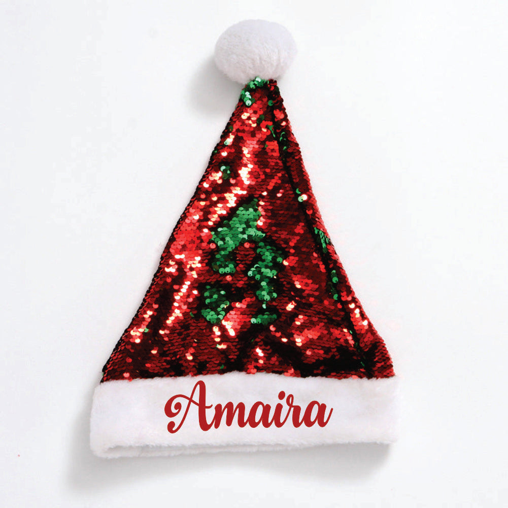 Sequins Christmas Santa Caps - (Green And Red)