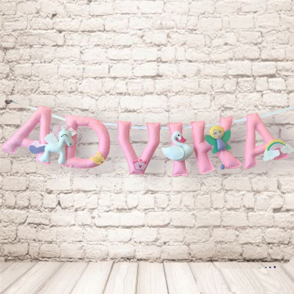 Pink Swan Customized Name Plate Wall Hanging