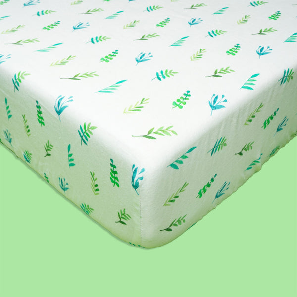 Organic Fitted Cot Sheet-Leaves