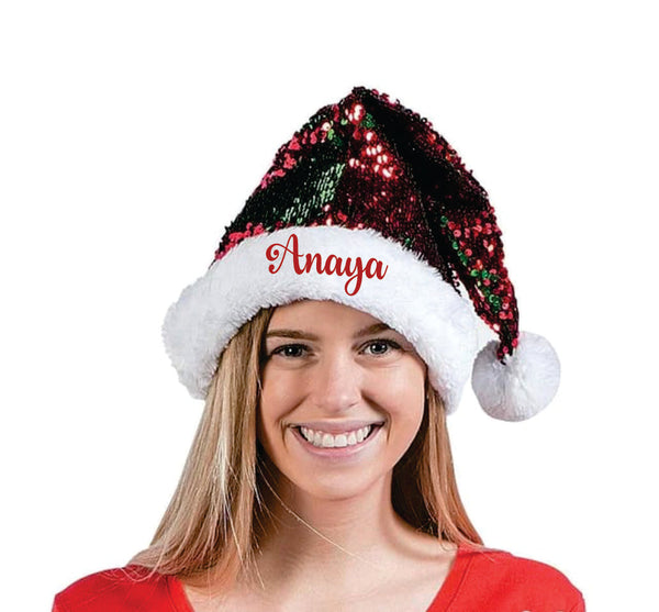 Sequins Christmas Santa Caps - (Green And Red)