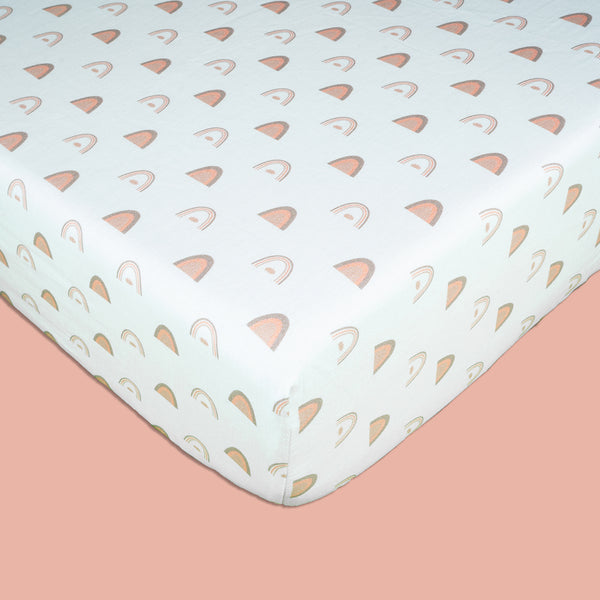 Organic Fitted Cot Sheet-Rainbow
