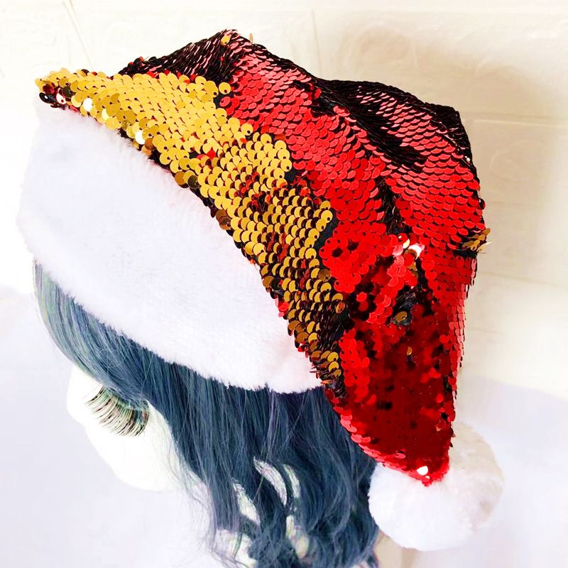 Personalised Sequins Christmas Santa Caps -(Red And Gold)