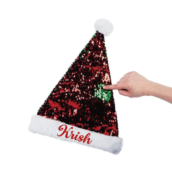 Sequins Christmas Santa Caps - (Green And Red)