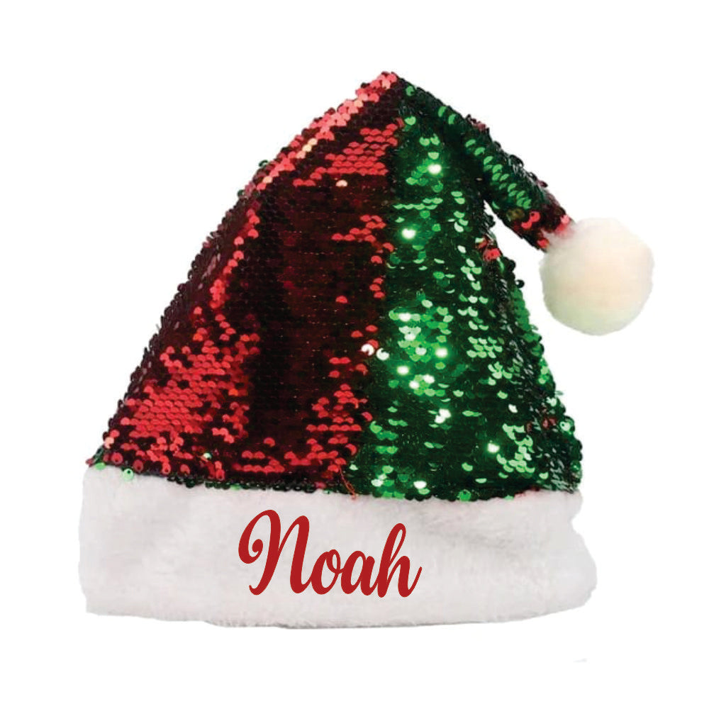Sequins Christmas Santa Caps - (Green And Red)