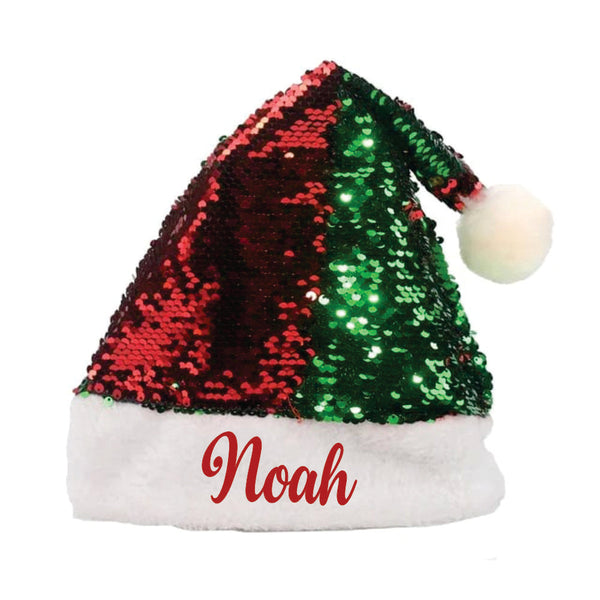 Sequins Christmas Santa Caps - (Green And Red)