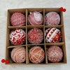 9PCs Shimmer / Embellished Baubles Set (Pink-Rose Gold-Red)