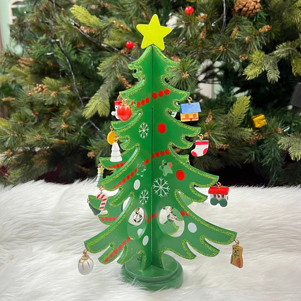 Green 3D DIY Glittering Tree with 20 Ornaments