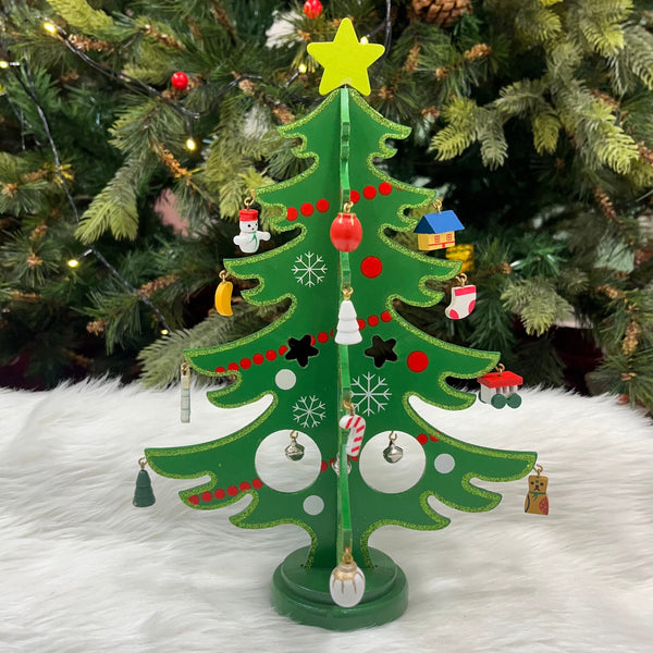 Green 3D DIY Glittering Tree with 20 Ornaments