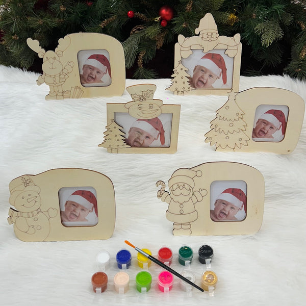 Wooden DIY Photo Case With Paints (Set of 6)