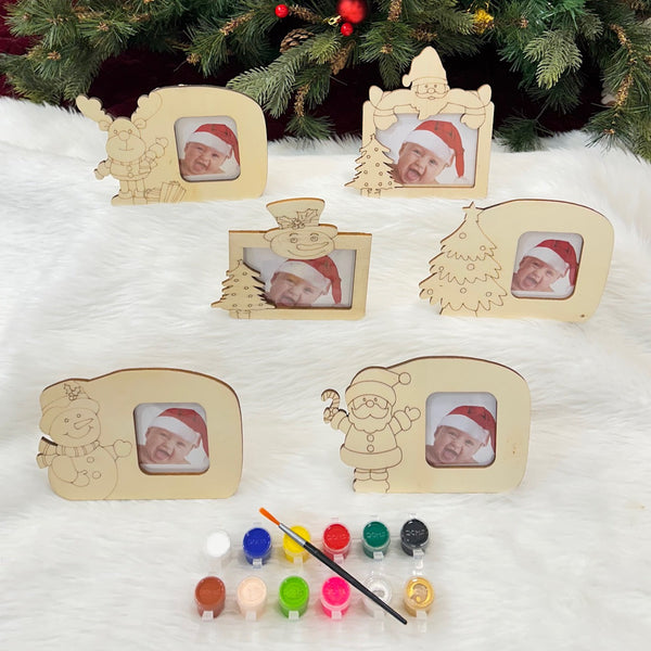 Wooden DIY Photo Case With Paints (Set of 6)