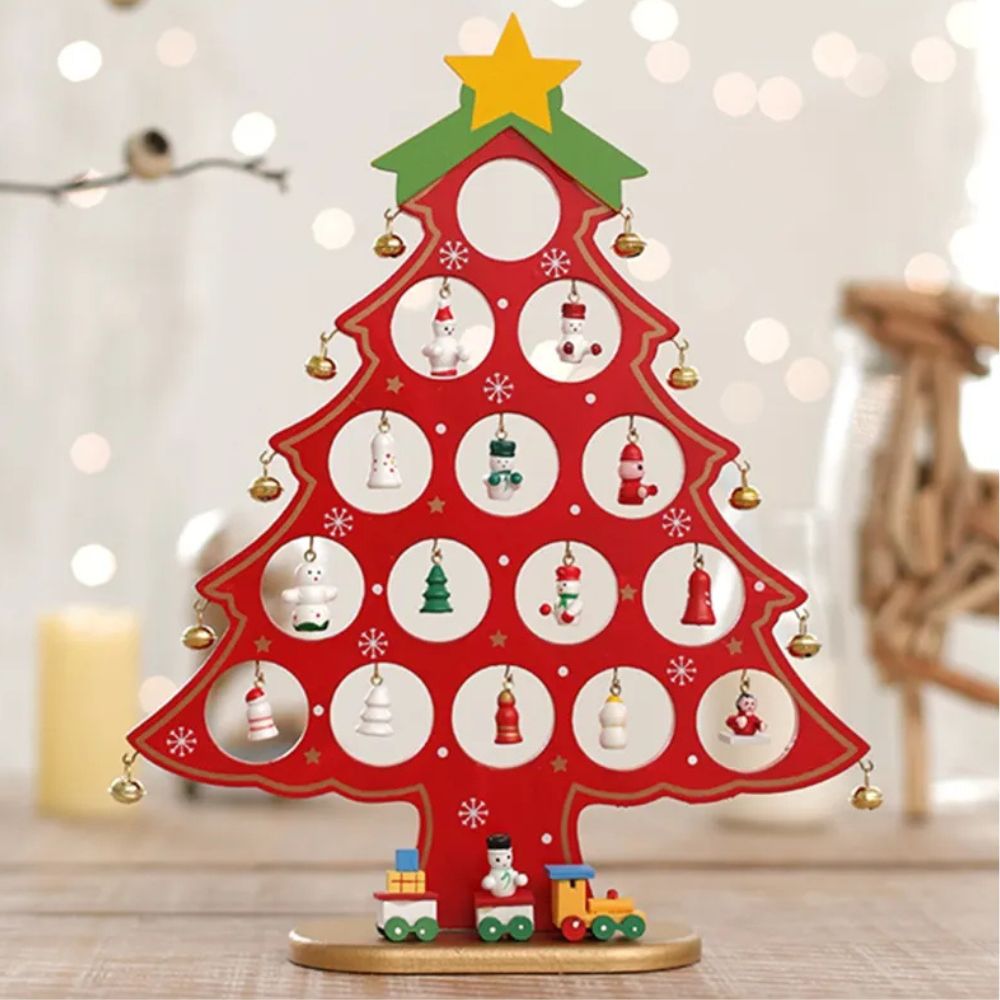 Red DIY Merry Mistletoe Tree with 21 Ornaments