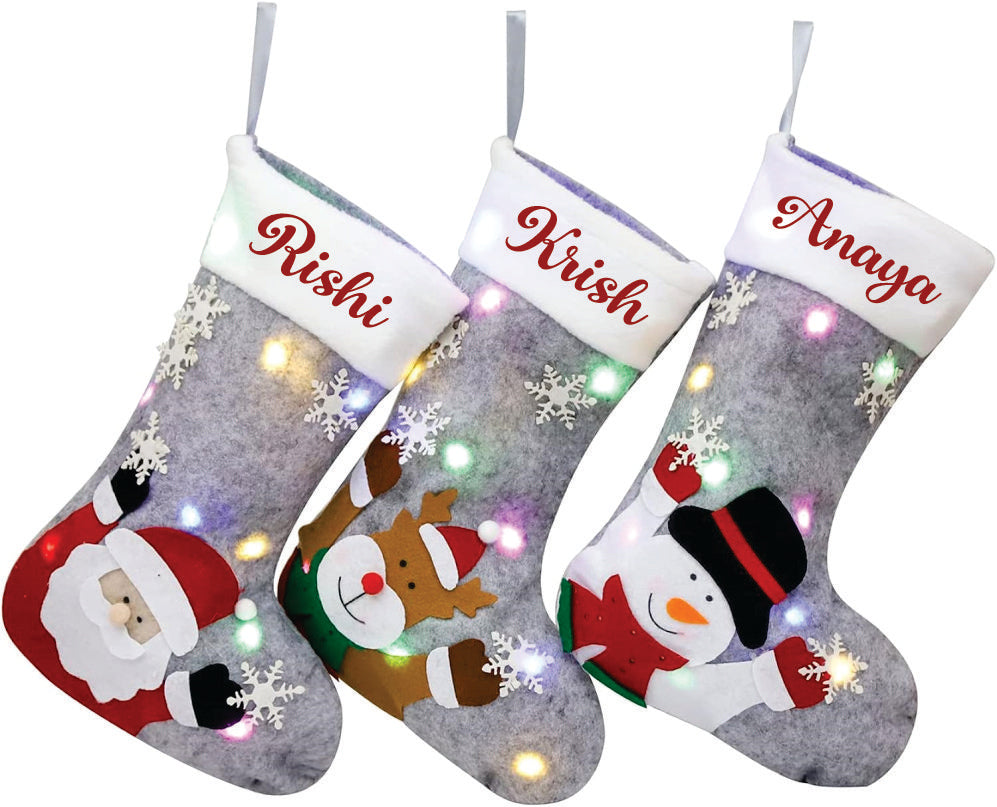 Twinkling Lights Stockings- Santa
