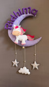 Cute Unicorn on moon  Customized Name Plate Wall Hanging