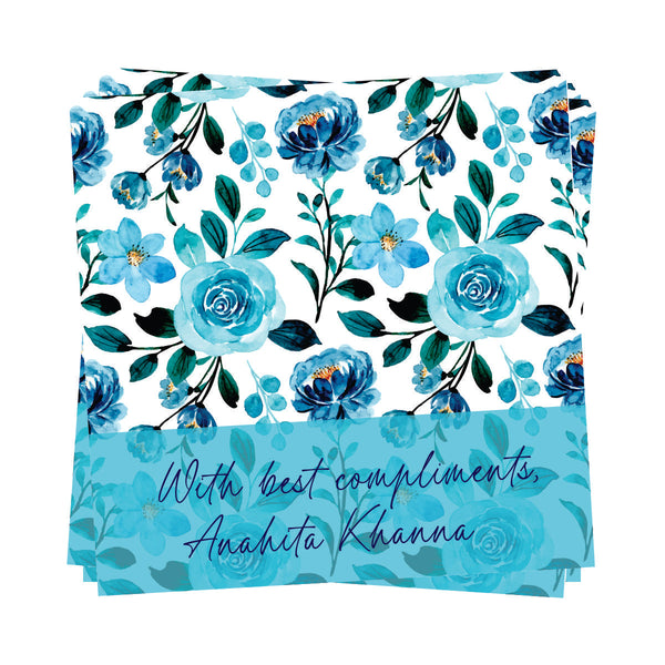 Gift tags Square- Petals in blue