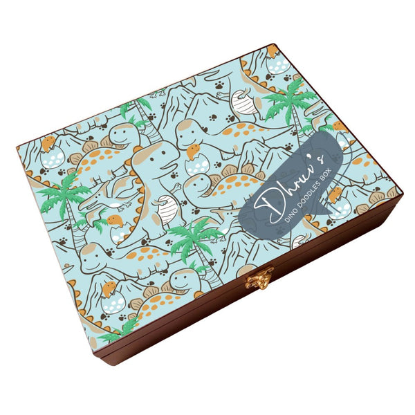 Personalised Wooden Artbox - Dino Doodles