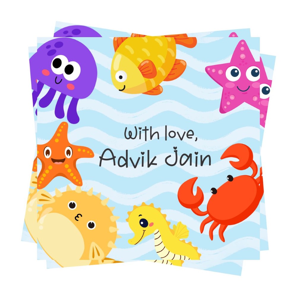 Gift tags Square - Ocean Friends