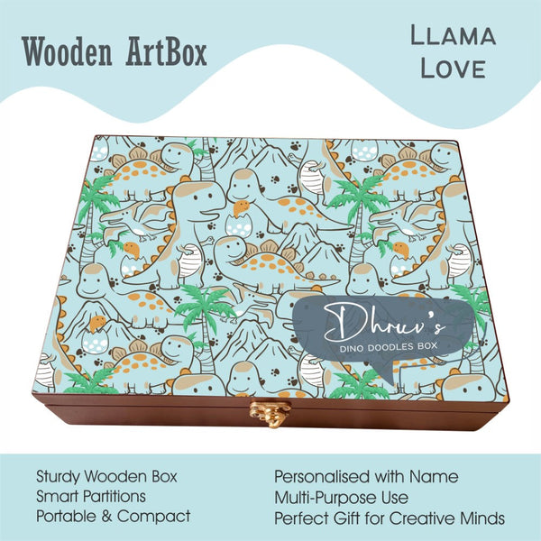 Personalised Wooden Artbox - Dino Doodles