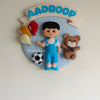 A small boy with Balloons decor  Customized Name Plate Wall Hanging