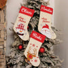 Red Band Linen Stockings- Merry Christmas Santa
