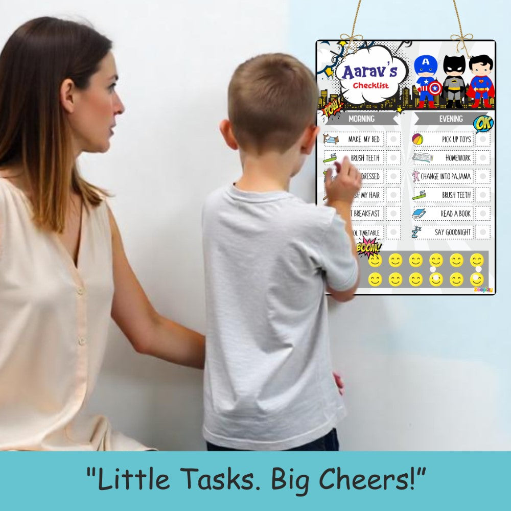 Daily Reward Chart Personalised  –  Superhero