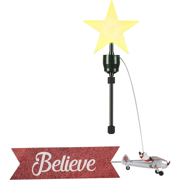 Mr. Christmas  Animated Biplane Tree Topper with Banner