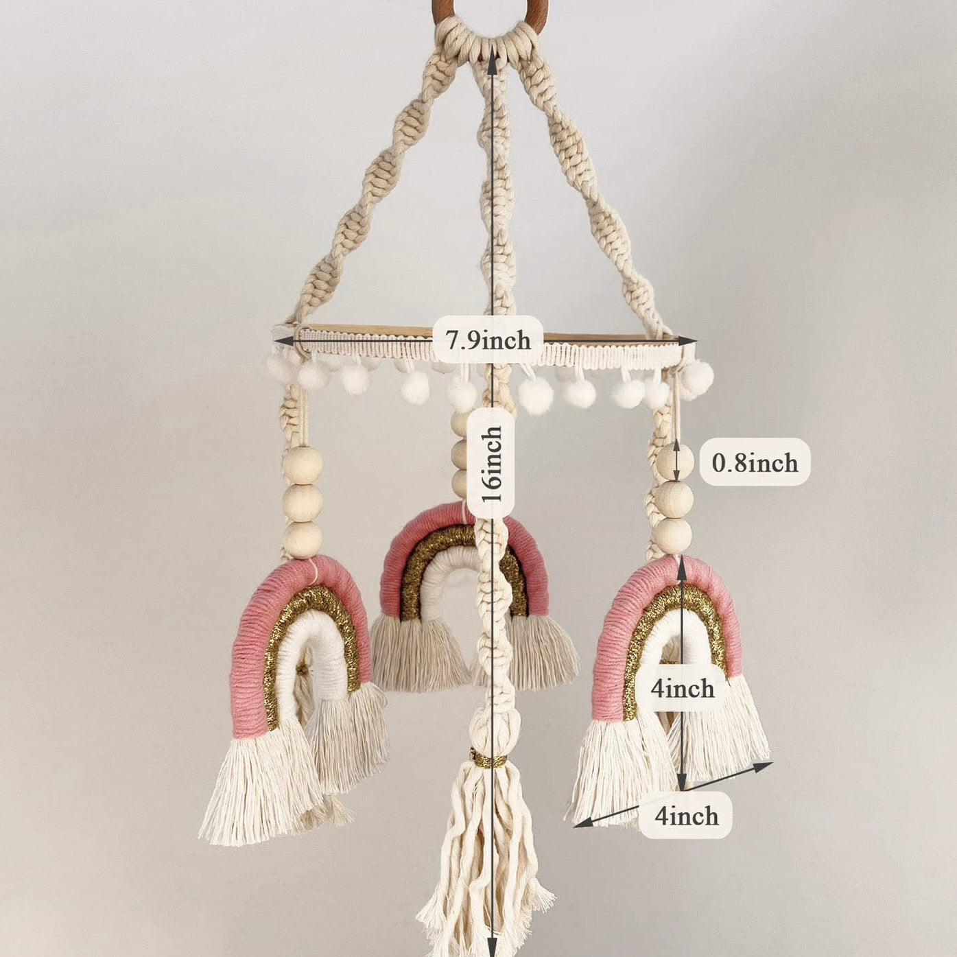 Cot Mobile - Rainbow Macrame (Pink)