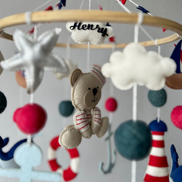  Cot Mobile - Nautical Captain Teddy