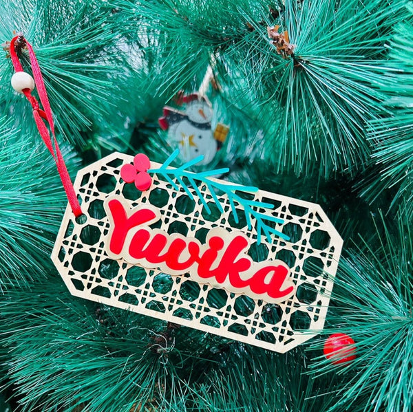 Rattan Tag Ornament - Ten-sided