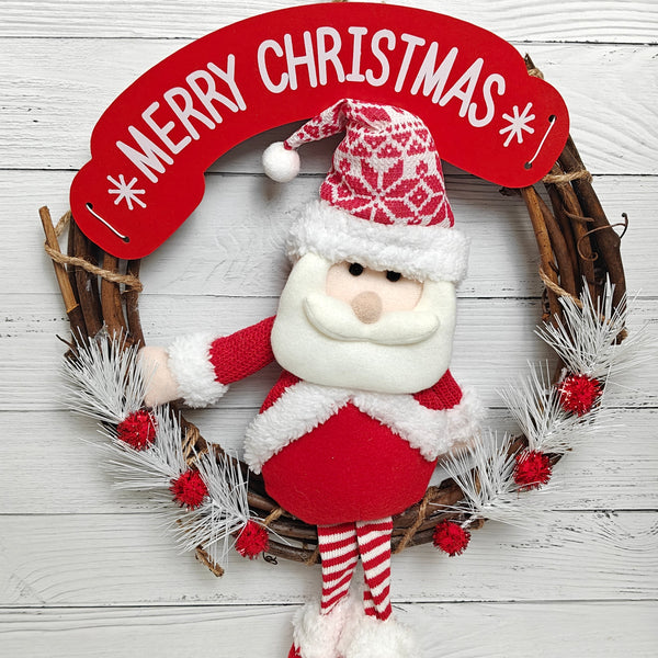 Frosted Joy Wreath - Santa