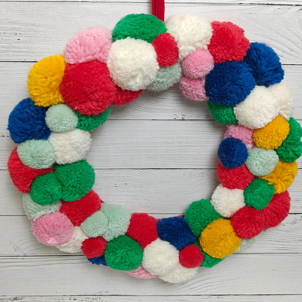 Merry Pom Pom Wreath