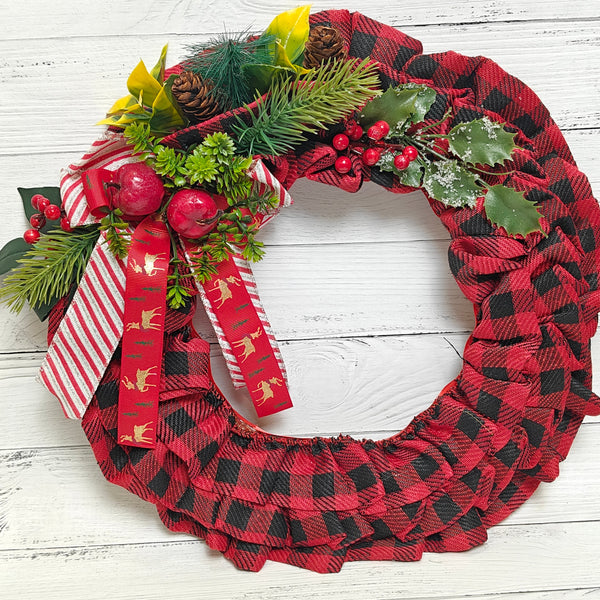 Plaid Charm Holiday Wreath