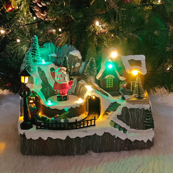 Luxury Light-Up Nativity Village with Rotating Santa