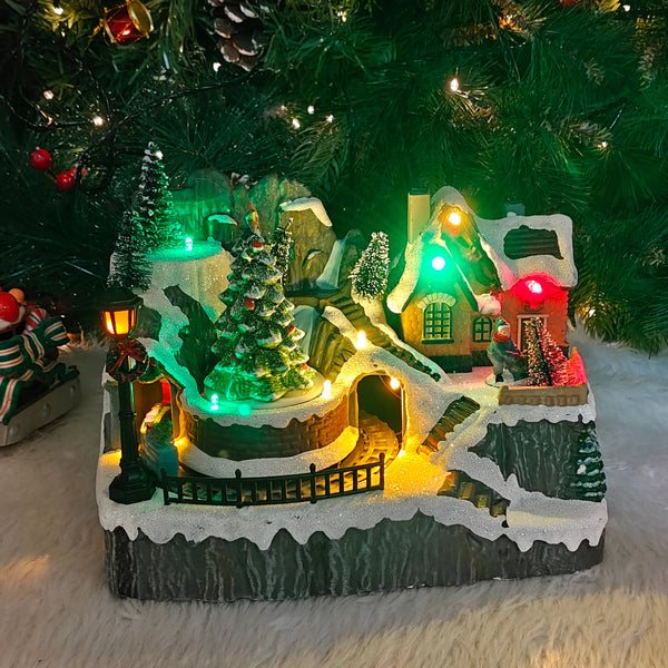 Luxury Light-Up Nativity village with Rotating Tree