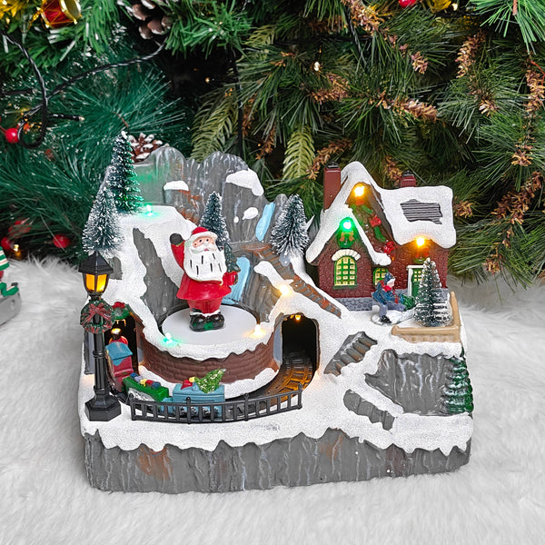 Luxury Light-Up Nativity Village with Rotating Santa