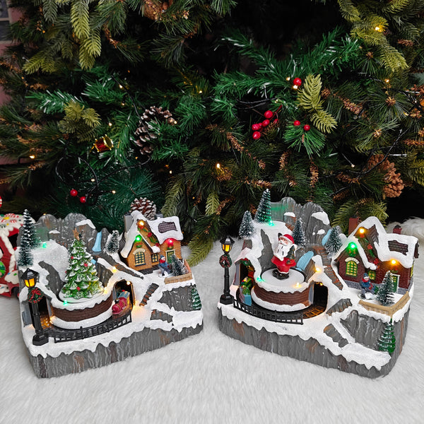 Luxury Light-Up Nativity village with Rotating Tree