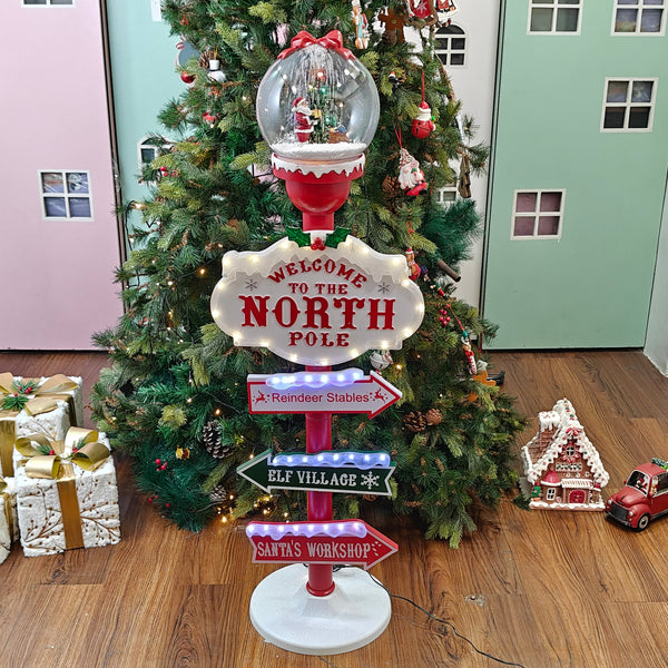 Luxury Light-Up North Pole Signpost