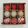 9PCs Shimmer / Embellished Baubles Set (Red-Gold-Red)