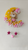 Teddy on moon with balloons Customized Name Plate Wall Hanging