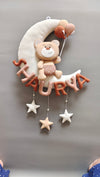 Teddy on moon with balloons Customized Name Plate Wall Hanging