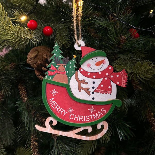 Wooden Sleigh Ornaments (Set of 6)