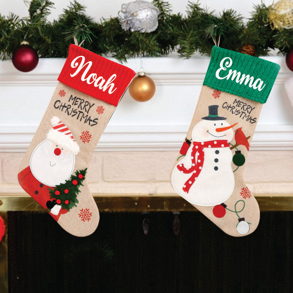 Vintage Vibe Stockings- Snowy Snowman