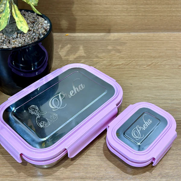Customized Pink Kids Tiffin Box