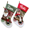 Santa & Snowman On A Bike Stocking- Set of 2