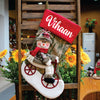 Santa & Snowman On A Bike Stocking- Set of 2