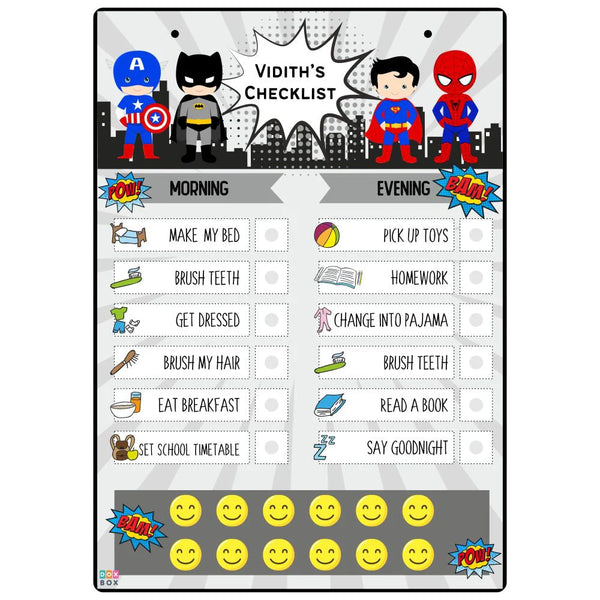 Customized Superhero Daily Responsibility Chart