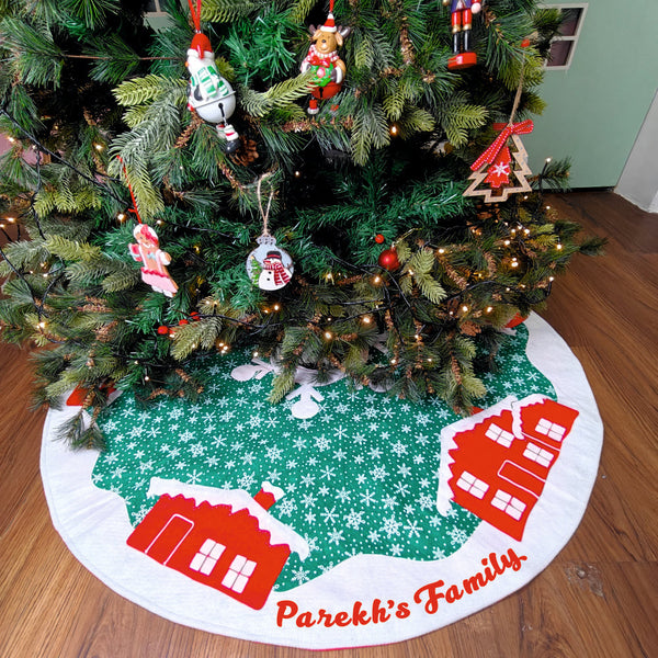 48'' Tree Skirt – Snow Village Houses