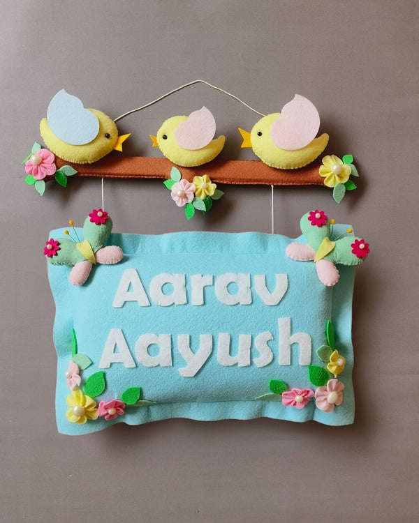 Bird Family for Siblings  Customized Name Plate Wall Hanging