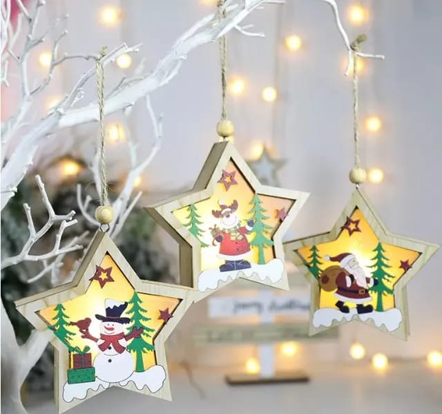 Shimmer Starry Ornament- Happy Santa
