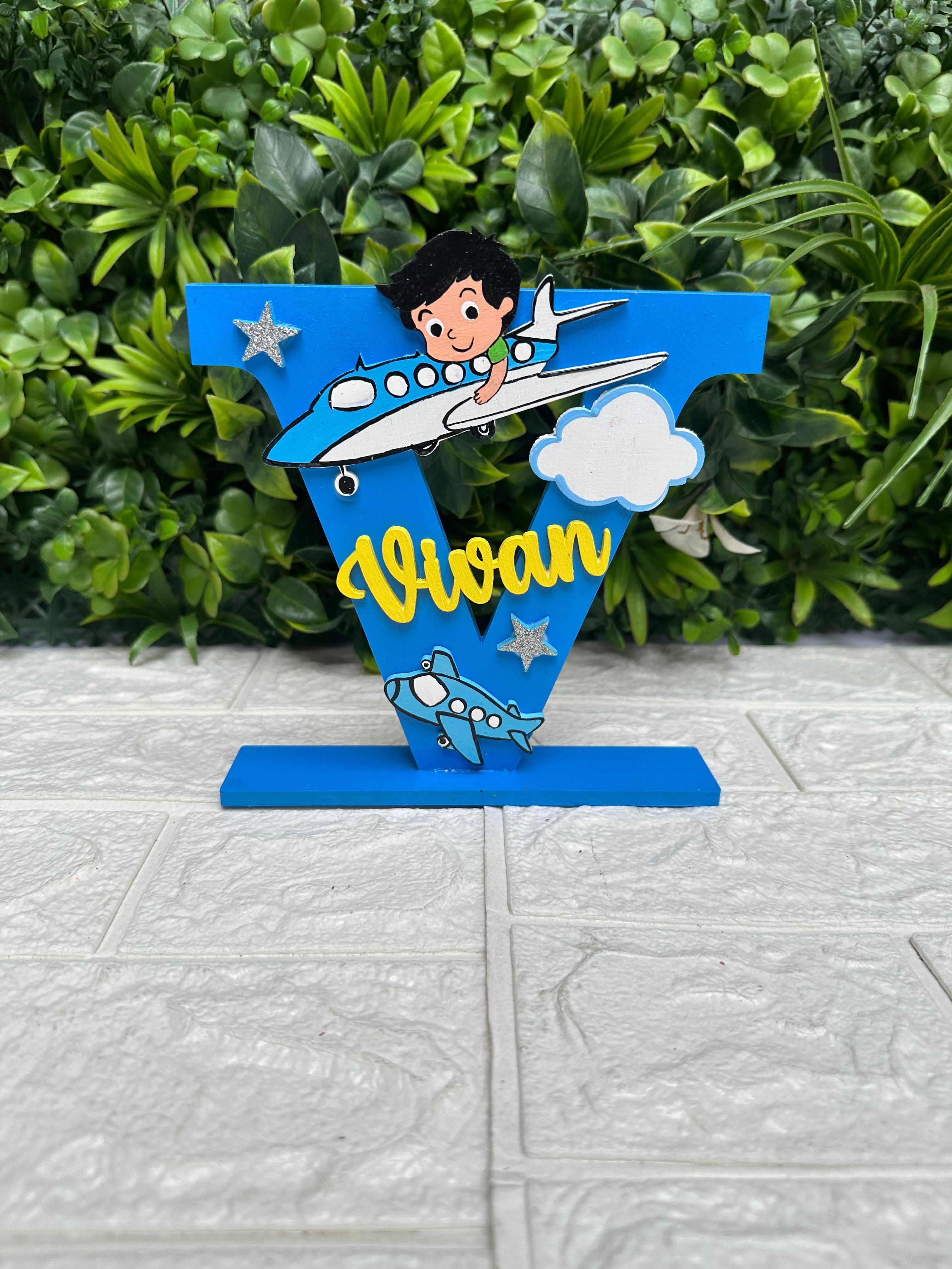 Airplane Customized Home Decor Name Plate